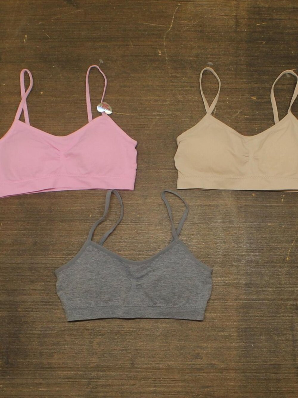 NEW Maidenform Girls Cropped Padded Seamless Bra Gray Multi M